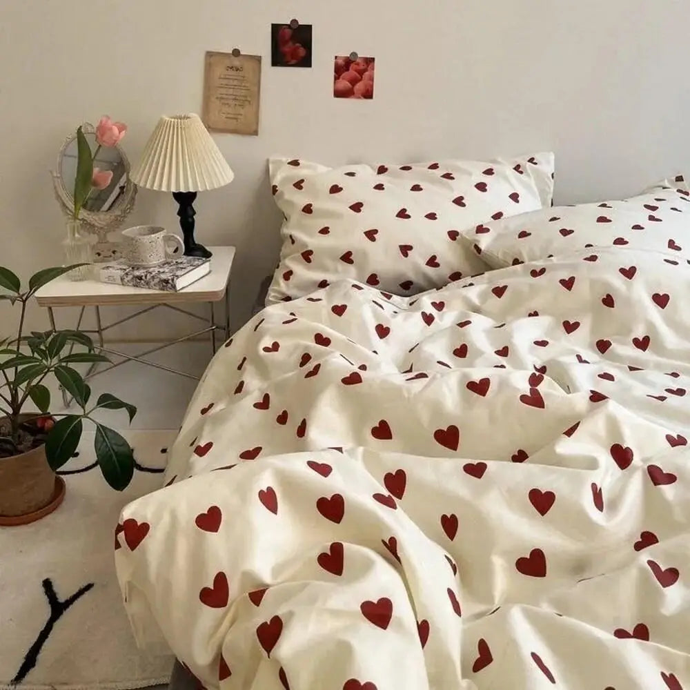 Red Hearts Bedding Set