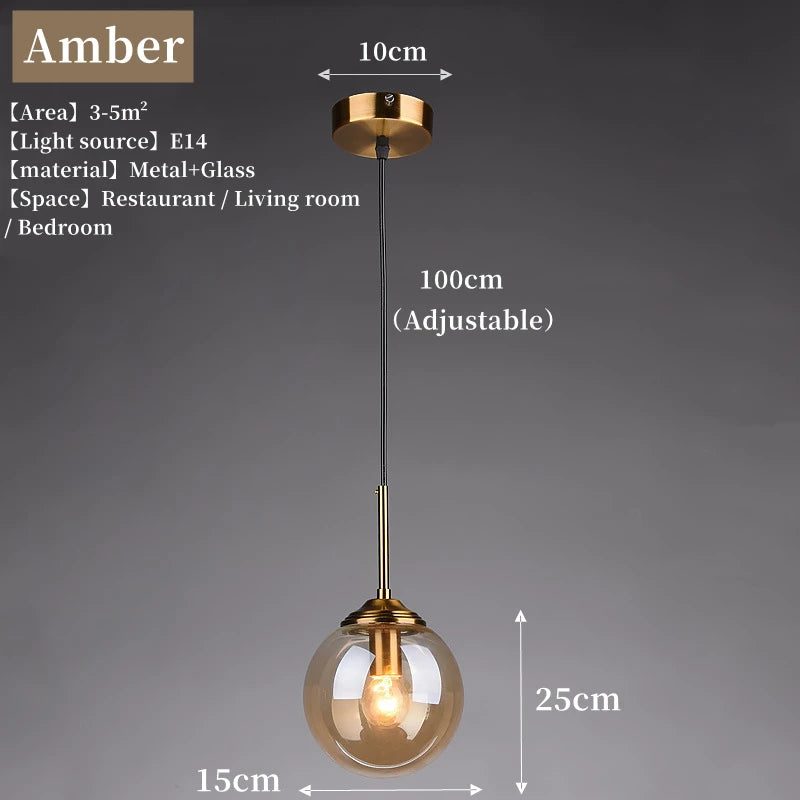 Metal & Glass Pendant Lamp