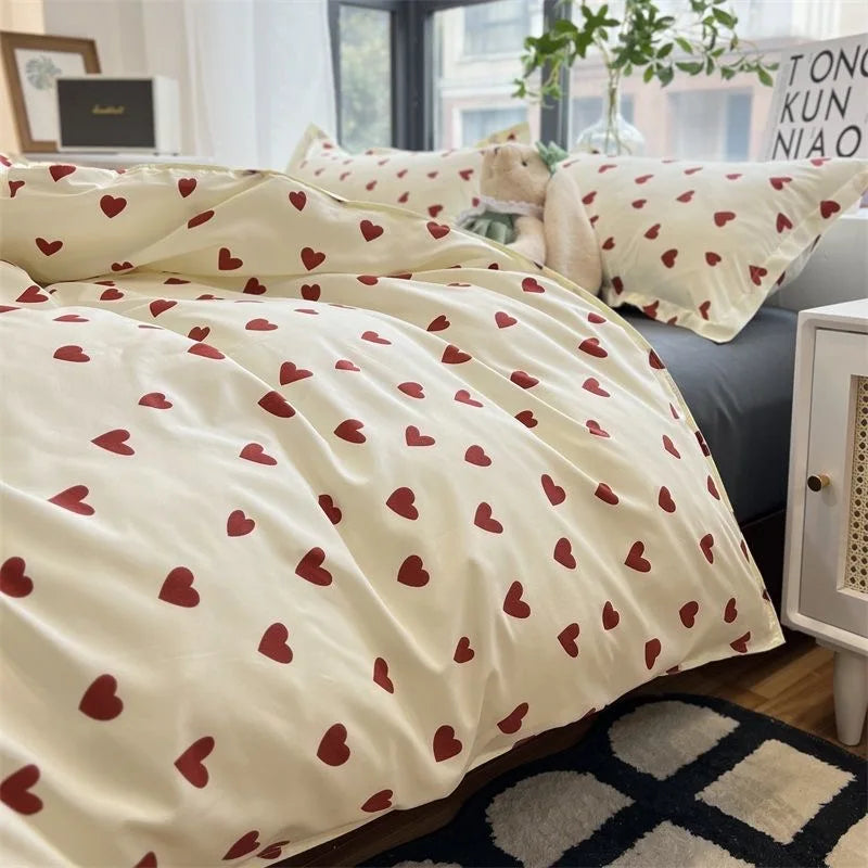 Red Hearts Bedding Set